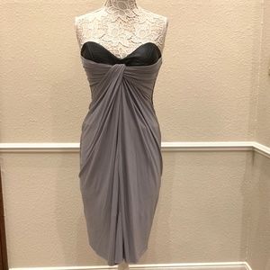 Chris Gramer Leather Accented Mini Dress| Grey/Black Sz. 2 Excellent Condition